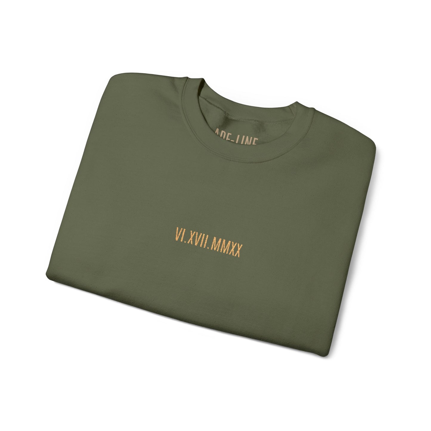 "Timeless Threads" - Personalized Roman Numerals Crewneck Sweatshirt | Embroidered Date, Minimal Luxury