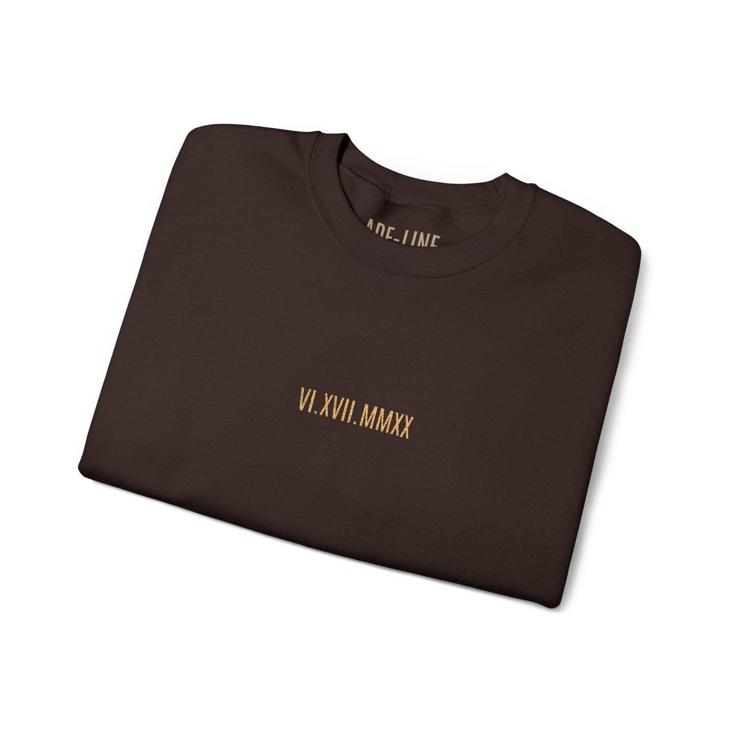 "Timeless Threads" - Personalized Roman Numerals Crewneck Sweatshirt | Embroidered Date, Minimal Luxury